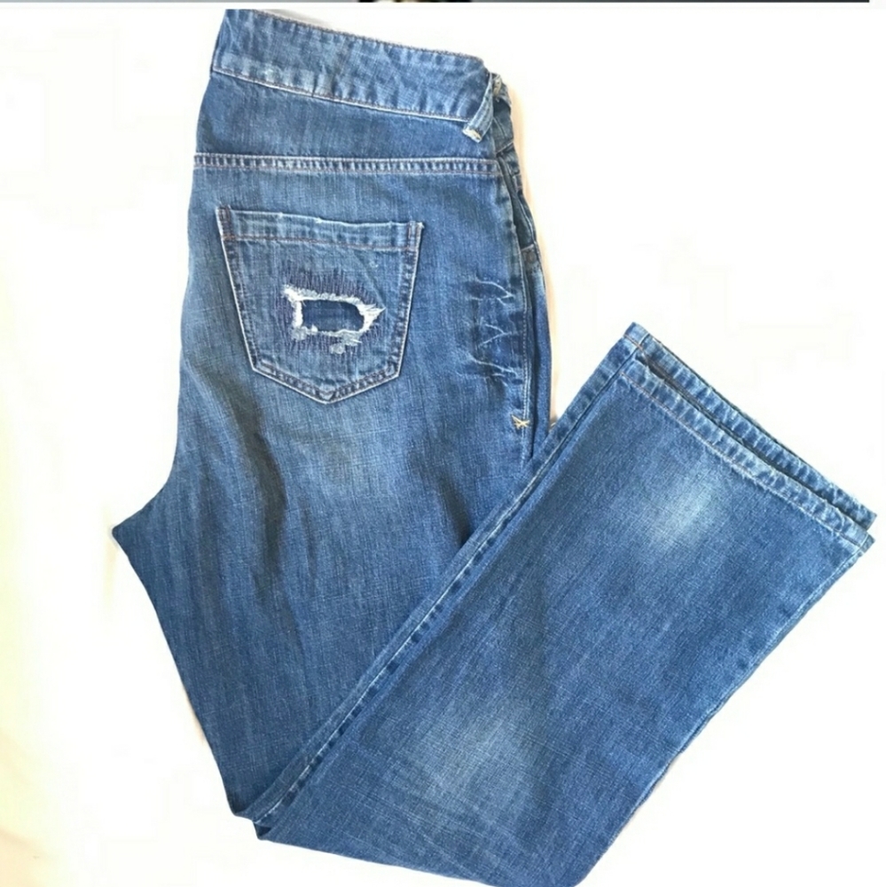 Lane Bryant Distressed Bootcut Blue Jeans